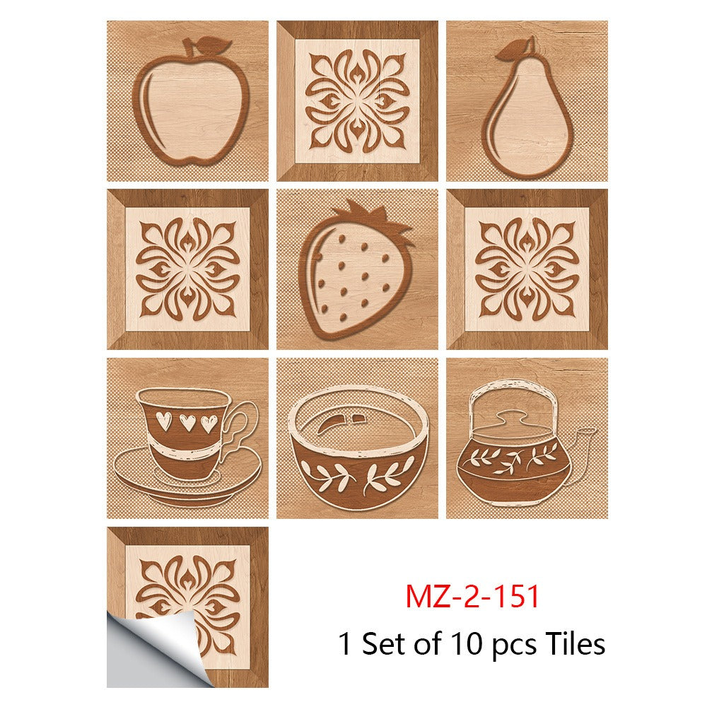 Mosaic 10-Piece Imitation Ceramic Tile Stickers Set for Home Decoration