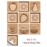 Mosaic 10-Piece Imitation Ceramic Tile Stickers Set for Home Decoration