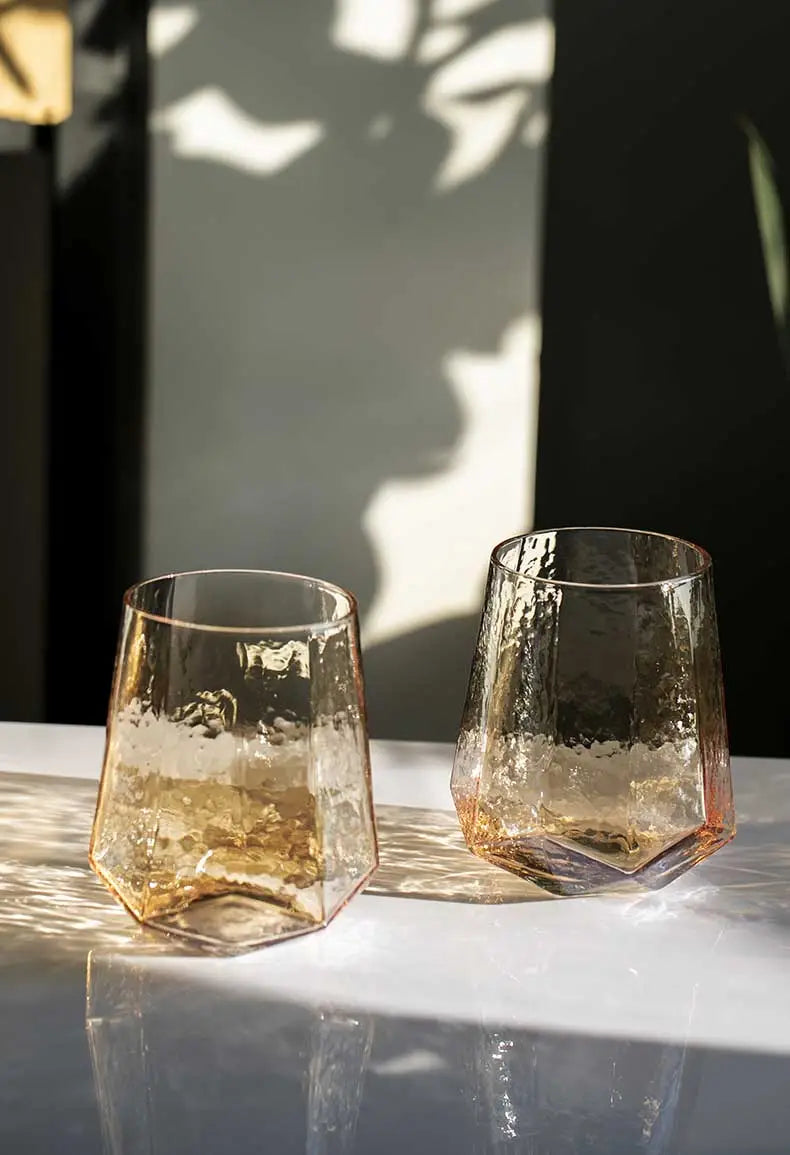 Hammered Diamond Amber Crystal Champagne Goblet Julia M Home & Kitchen