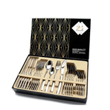 24 PCS flatware set with spoons and knives in gift box made from rice husk material