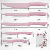 Elegant Pink Stainless Steel Chef's and Bread Knife Set