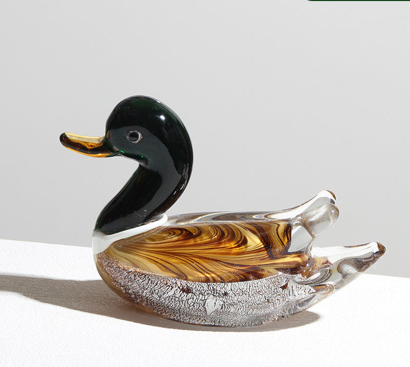 Colorful Glass Crafts Mandarin Ducks Ornament Art Deco Design Style Perfect Birthday Gift Decoration for Living Room Desktop
