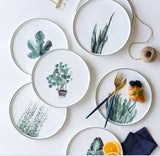 Elegant 8.8-Inch In-Glaze Plant Pattern Ceramic Dinner Plate Julia M Home & Kitchen