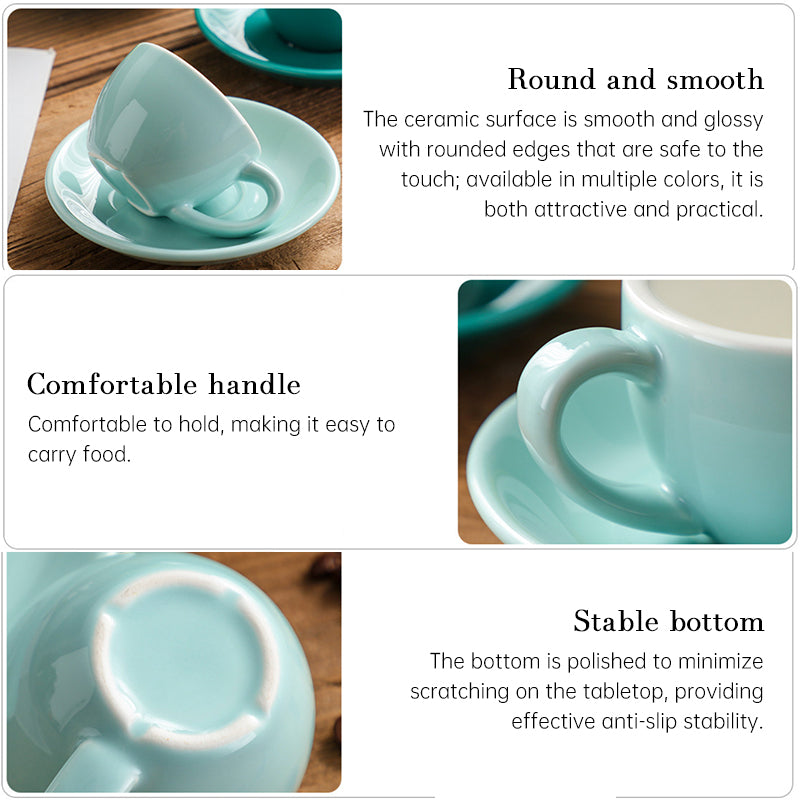 Nordic Ceramic Latte Cup – 300ml Artisan Coffee Cup with Contrast Rim