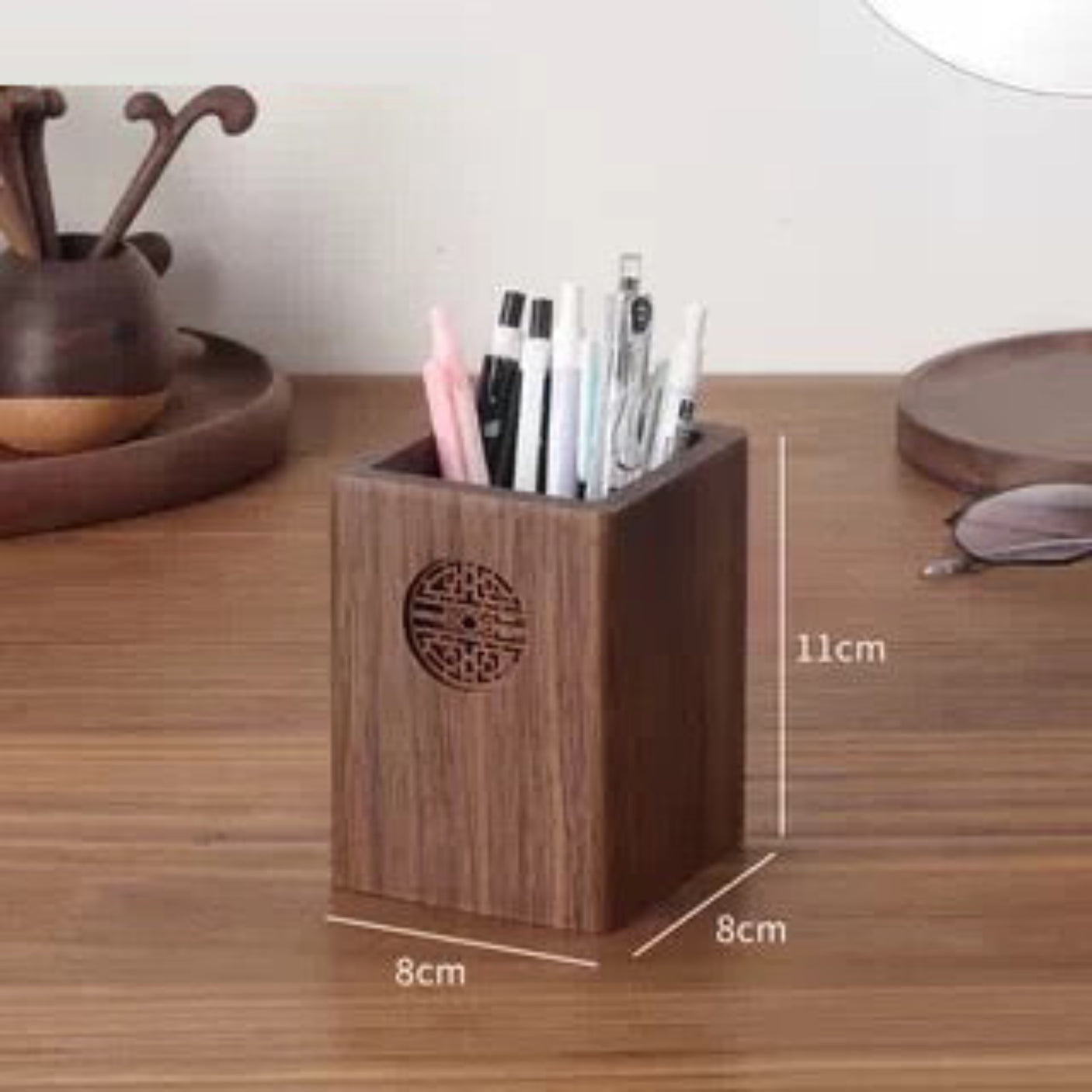 Nordic-Inspired Solid Wood Pen Holder – Elegant Office Organizer & Gift