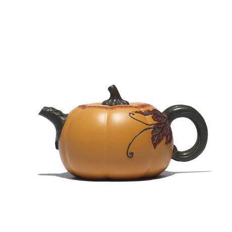 Opulent Dark-Red Enameled Pottery Teapot