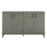 Side panel with 4-door large storage buffet, adjustable shelves and metal handles (antique gray)