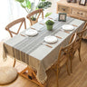 European Style 90x90 cm Decorative Linen Tablecloth with Tassels - Waterproof & Oilproof