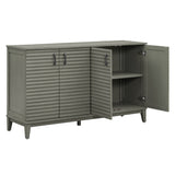 Side panel with 4-door large storage buffet, adjustable shelves and metal handles (antique gray)