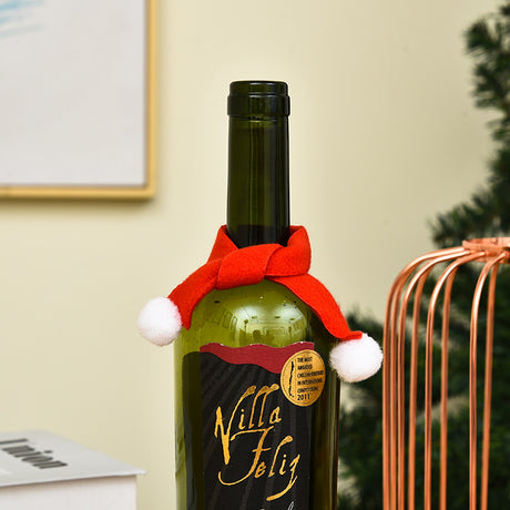 Wine Bottle Beverage Bottle Christmas Hat Decoration Mini Christmas Scarf Christmas Table Decoration