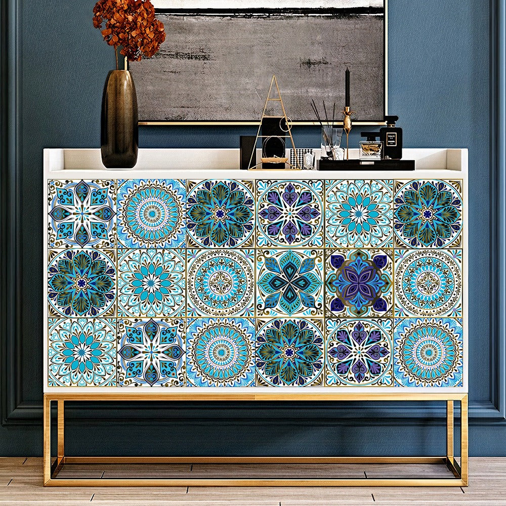 Mosaic 10-Piece Imitation Ceramic Tile Stickers Set for Home Decoration