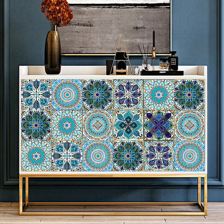 Mosaic 10-Piece Imitation Ceramic Tile Stickers Set for Home Decoration