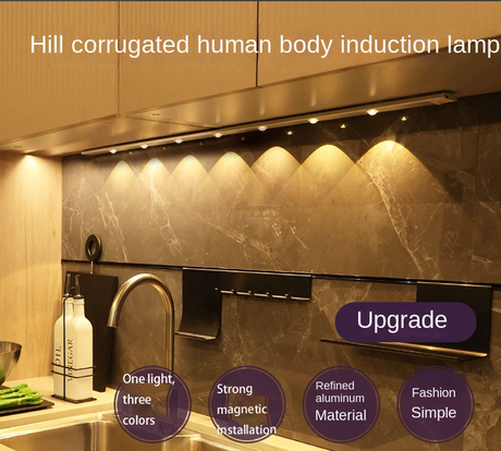 Smart LED Human Body Sensor Light Ultra-thin Peephole Hill Light Strip Rechargeable Self-adhesive Closet Wine Cabinet Kitchen Cabinet Light Band