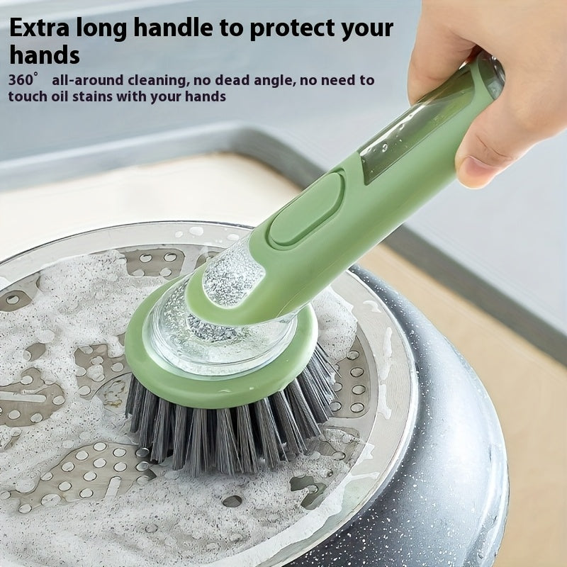 Extended Handle Ergonomic Dishwashing Brush with Soap Dispenser, Replaceable Head for Easy Cleaning of Pots, Pans & Sinks - Essential Kitchen Tool Julia M LifeStyles