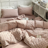 Pure Cotton Simple Contrast Color Four-piece Set Dyed And Washed