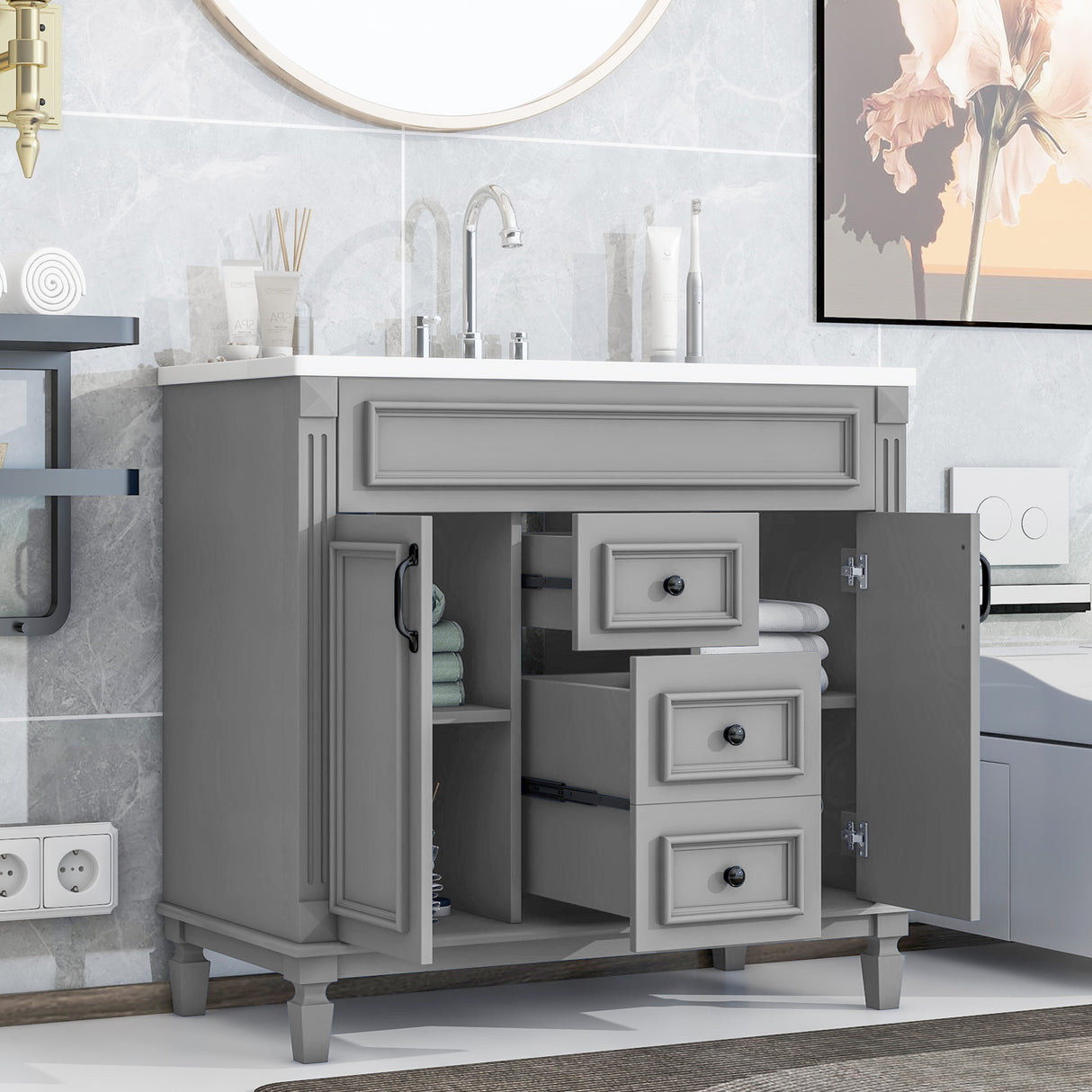 36'' Bathroom Vanity with Top Sink