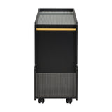 Stylish mobile desk with lockable wheels,bedside table with 5mm thick grooved tempered glass and gold round bars ，black Julia M Home & Kitchen