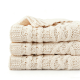 Handcrafted Cable Knit Oatmeal Throw – Soft Textured Blanket