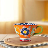 Ceramic Cup, Porcelain Tea Cups Pastoral 0ml Birthday Gifts Coffee Mug for Chocolate Breakfast Milk Cappuccino