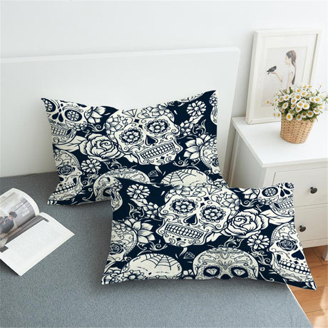 Bedding  Pillowcase Black skull 3D Print Pillow Case Pillow Bedding