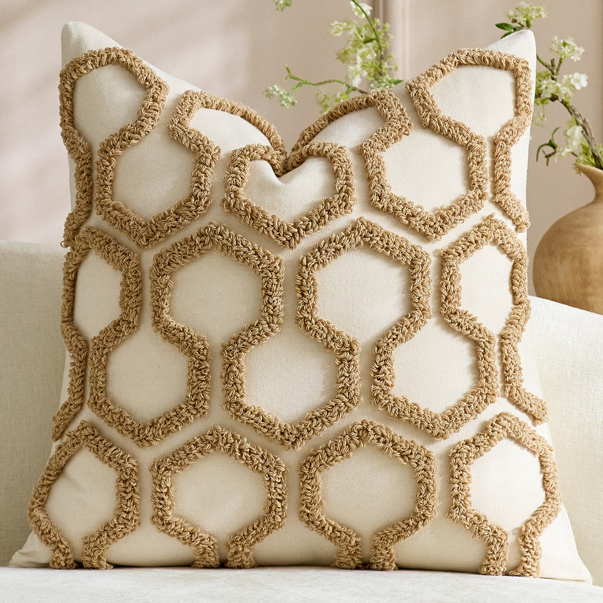 Luxury Honeycomb Tufted Cushion Cover – Textured Decorative Pillow Case