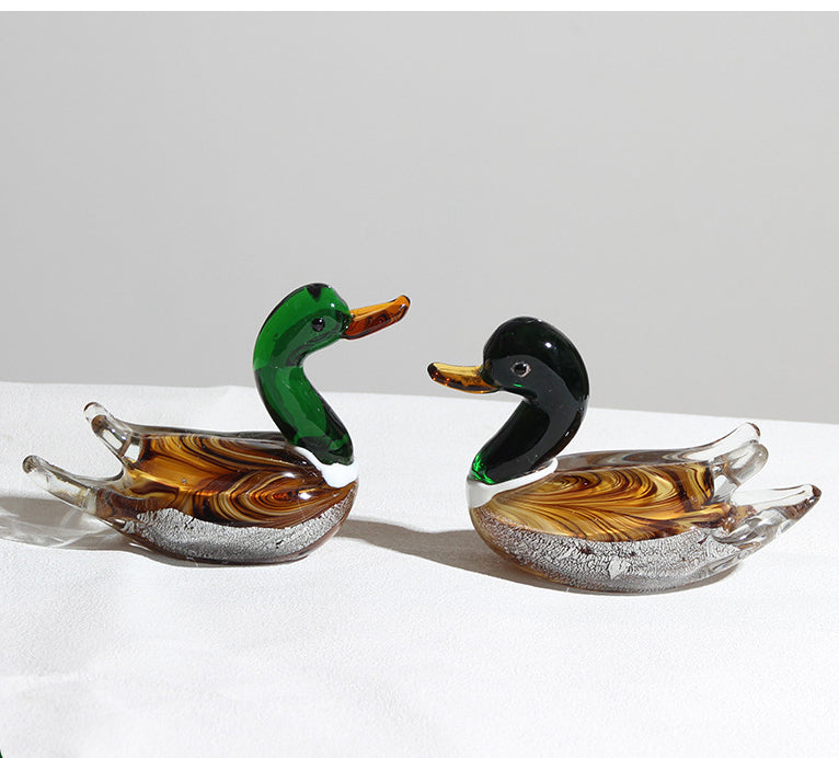 Colorful Glass Crafts Mandarin Ducks Ornament Art Deco Design Style Perfect Birthday Gift Decoration for Living Room Desktop