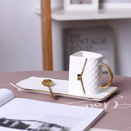 Elegant Ceramic Purse Cup Set with Saucer and Spoon