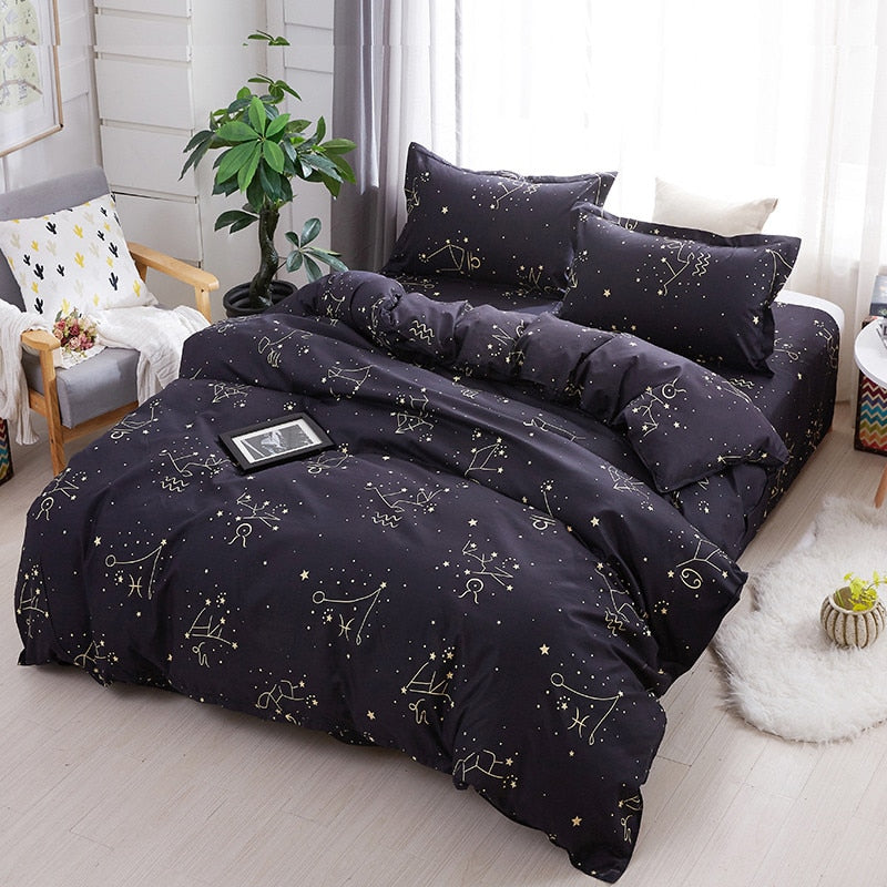 Starry Nights Microfiber Duvet Cover Set - 2-4PCS, King & Single Sizes