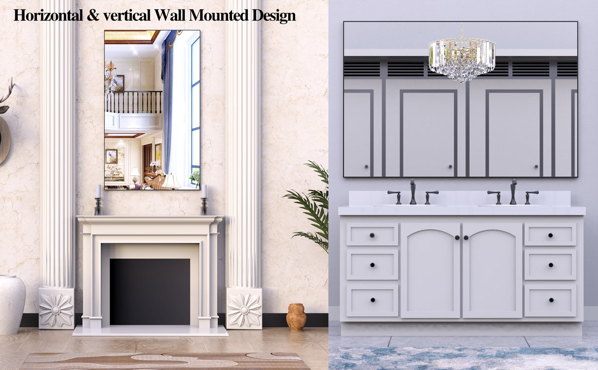 60 "x36" oversized modern square bathroom mirror with Balk frame decorative large wall mirror aluminum frame vertical or horizon - Julia M LifeStyles