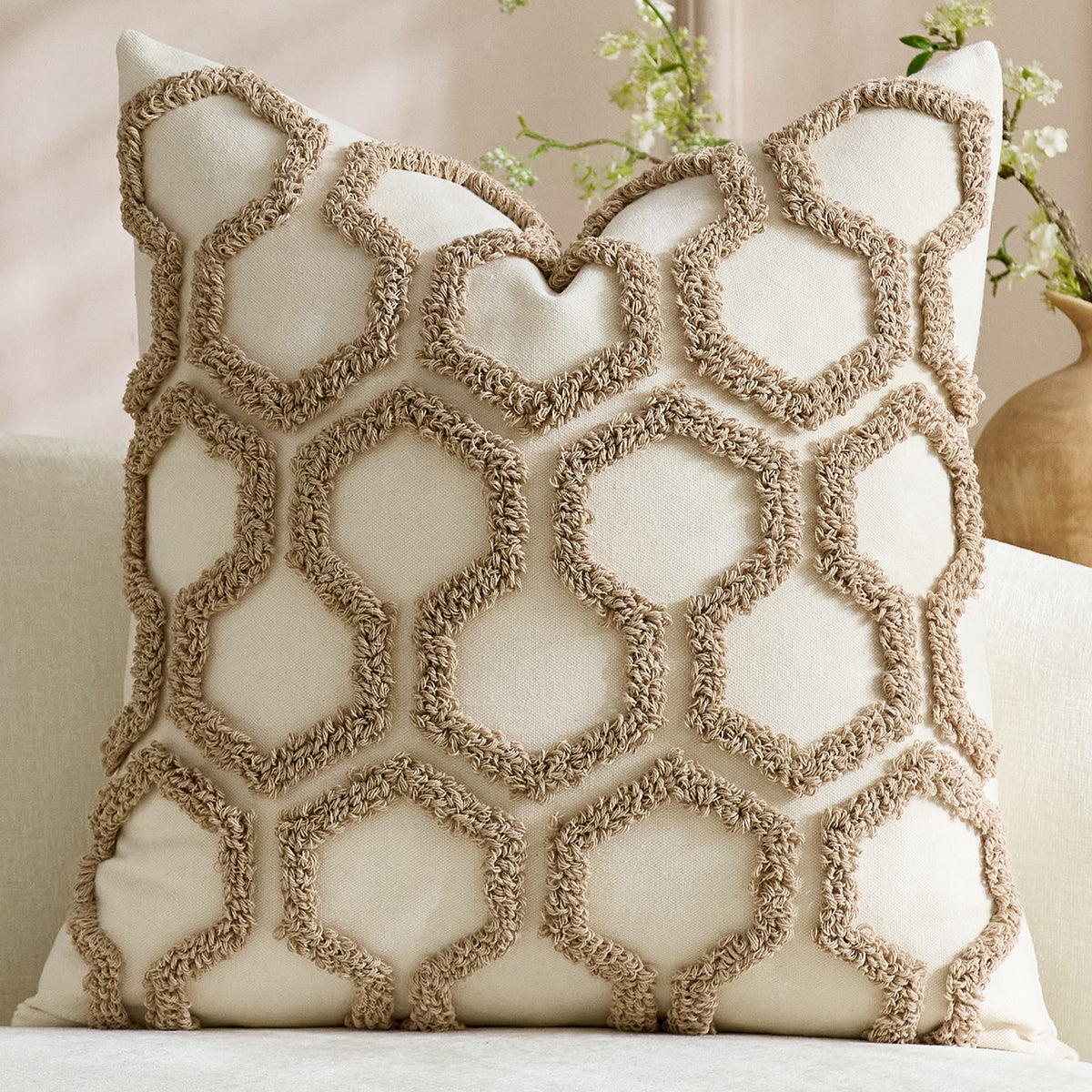 Luxury Honeycomb Tufted Cushion Cover – Textured Decorative Pillow Case