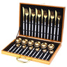24pcs Gold Dinnerware Set Stainless Steel Tableware Set Knife Fork Spoon Luxury Cutlery Set Gift Box