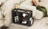 Stylish mobile desk with lockable wheels,bedside table with 5mm thick grooved tempered glass and gold round bars ，black Julia M Home & Kitchen