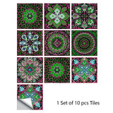 Mosaic 10-Piece Imitation Ceramic Tile Stickers Set for Home Decoration