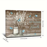 1pc Framed Painting Flowers And Butterfly Canvas Posters And Prints Wall Art Pictures With Frame For Living Room & Bedroom, Home Decoration, Festival Gift For Her/Him, Ready To Hang