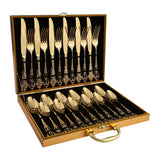 410 Royal Court European Stainless Steel 24-Piece Tableware Set in Wooden Box