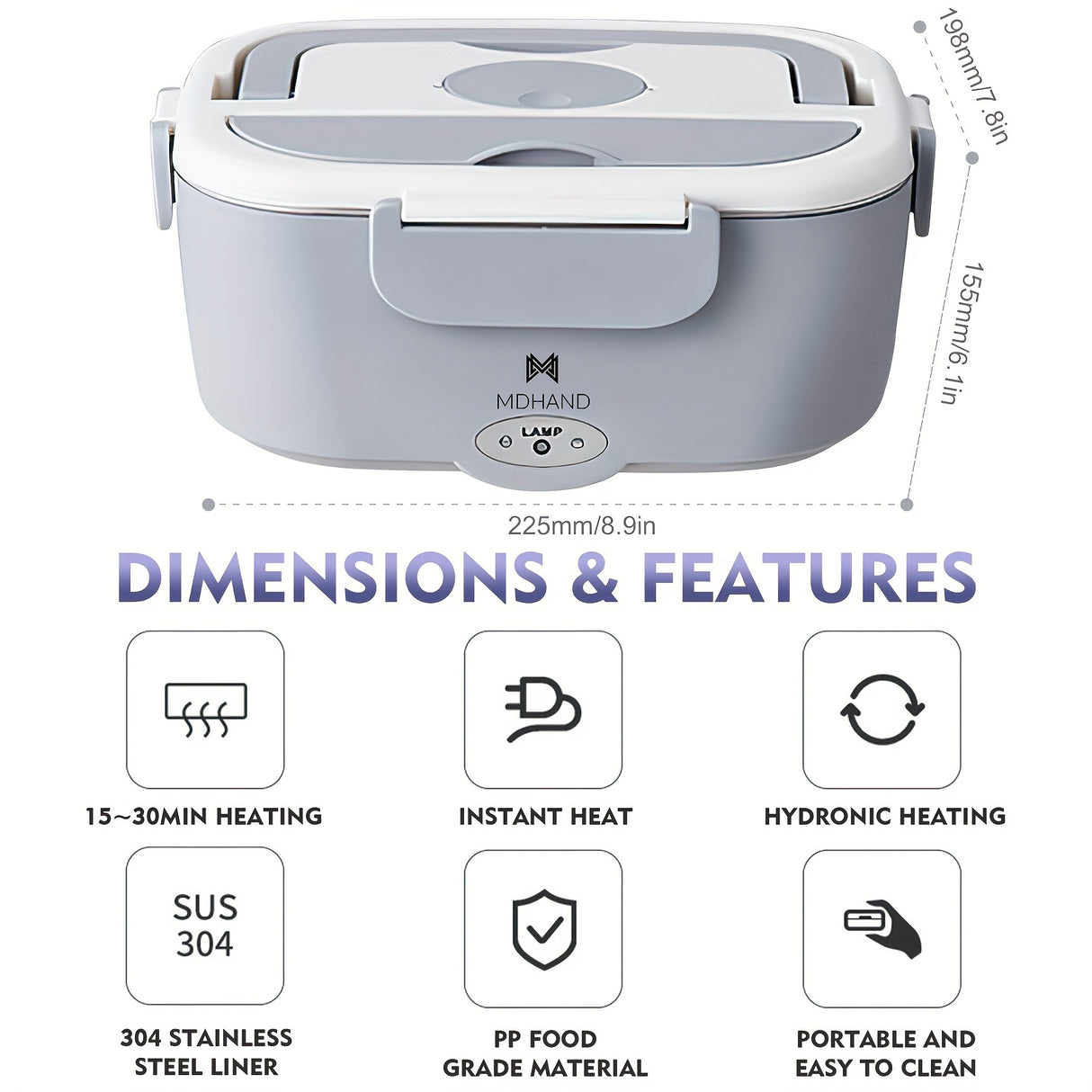 65W Electric Lunch Box Heater - Portable Food Warmer with Stainless Steel Tray Julia M Home & Kitchen