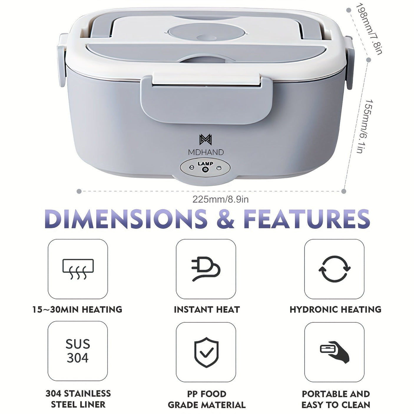 65W Electric Lunch Box Heater - Portable Food Warmer with Stainless Steel Tray Julia M Home & Kitchen