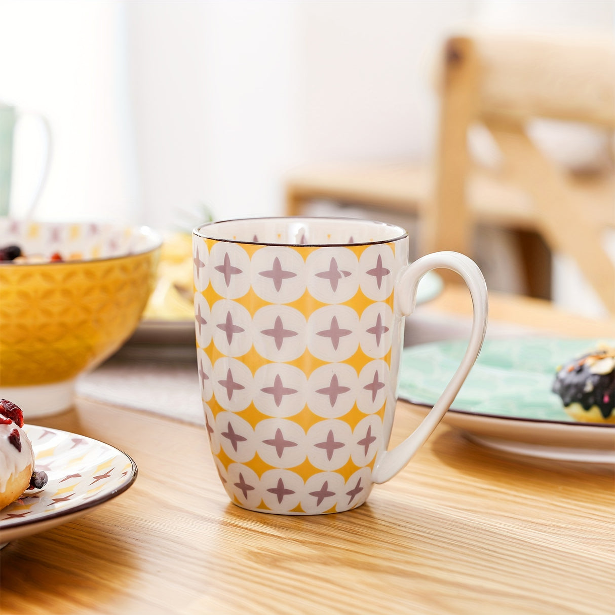 Japanese Style Porcelain Dinnerware Set - 16 Pcs for 4, Microwave & Dishwasher Safe