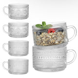 Vintage 14 Oz Embossed Glass Coffee and Tea Mugs