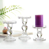 Glass Candle Holder Transparent Glass Set Candle Holder High Foot Crafts Wax Holder - Julia M LifeStyles