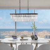 Chandeliers,Rectangular Crystal Chandelier Adjustable,E12 Modern Industrial Crystal Lights (Bulb Not Included)