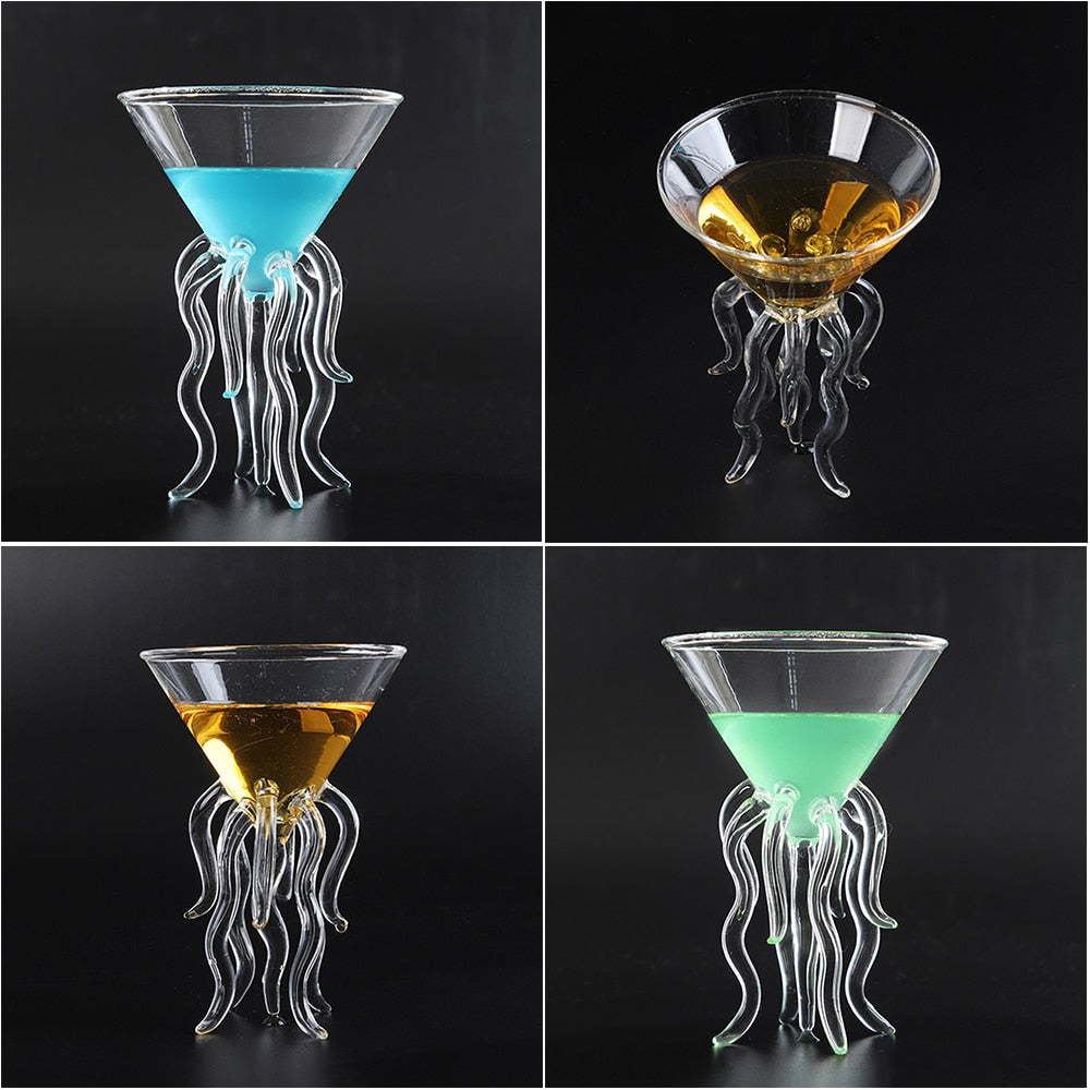 Octopus Cocktail Glass Transparent Jellyfish Glass Cup Juice Glass Goblet Conical Wine Champagne Glass