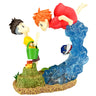 The scene of the encounter between Goldfish Hime, Mermaid Princess Ponyo, and Sosuke on the cliff is a static figurine model ornament