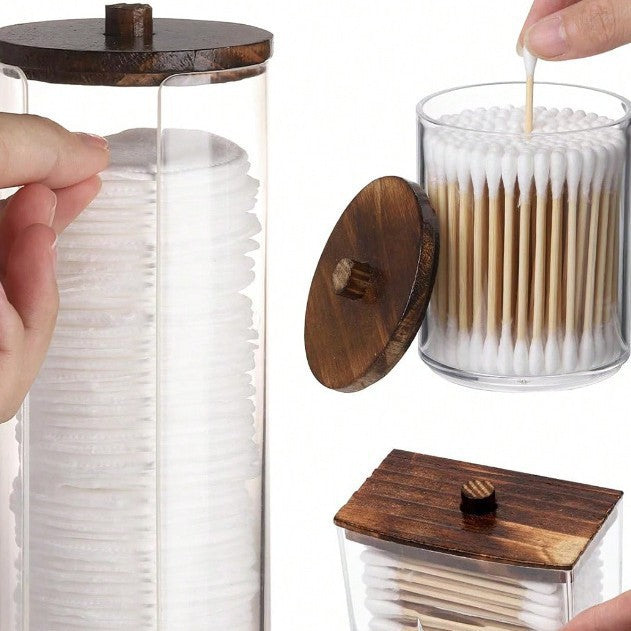 Luxury Cotton Pad & Floss Organizer Set with Elegant Stackable Lids