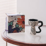 French Elegance Tall Stem Ceramic Mug Creative Ice Cream Cup Living Room Decor
