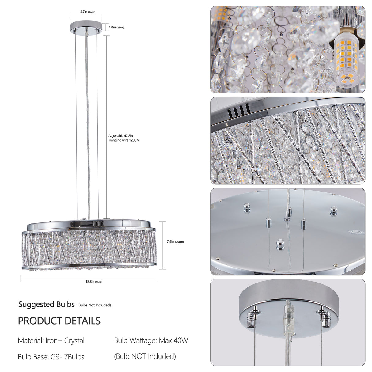 Modern Crystal Ceiling Light – Round Flush Mount Chandelier