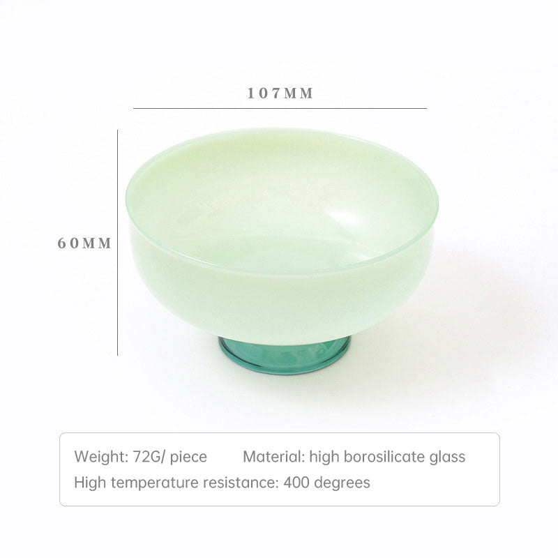 Colored Glass Bowl, Fruit Salad Bowl, Soup Bowl, Tableware, Household Heat-Resistant Transparent Rice Bowl, Spoon Set