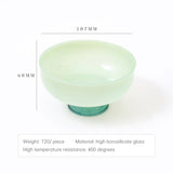 Colored Glass Bowl, Fruit Salad Bowl, Soup Bowl, Tableware, Household Heat-Resistant Transparent Rice Bowl, Spoon Set