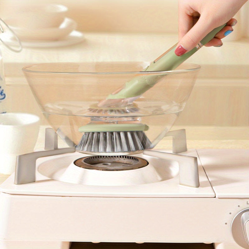Extended Handle Ergonomic Dishwashing Brush with Soap Dispenser, Replaceable Head for Easy Cleaning of Pots, Pans & Sinks - Essential Kitchen Tool Julia M LifeStyles