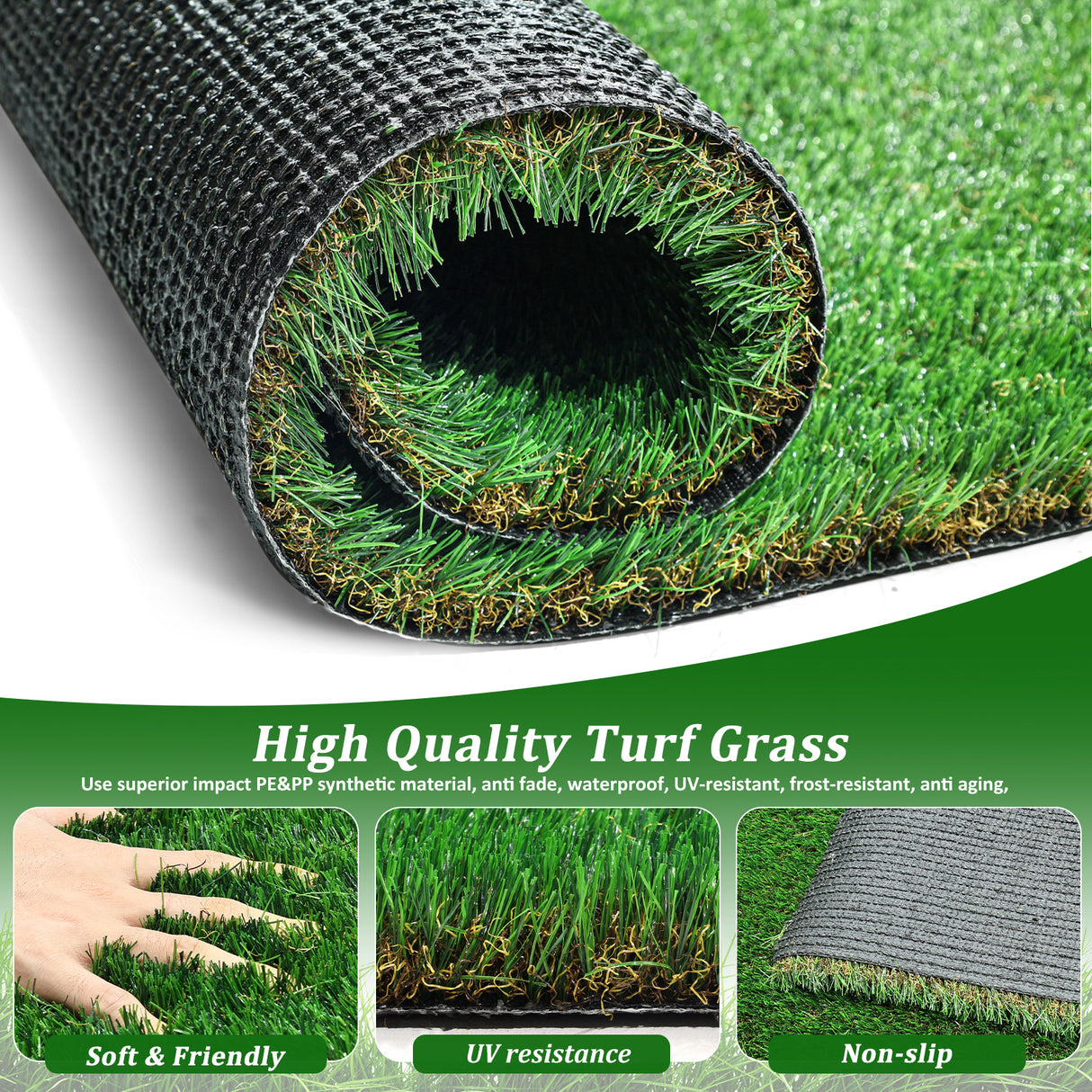 2FTX10FT Outdoor Artificial Grass Runway Blanket, Thick and Realistic Fake Grass Roll Decoration 1.38 "Pile Height
